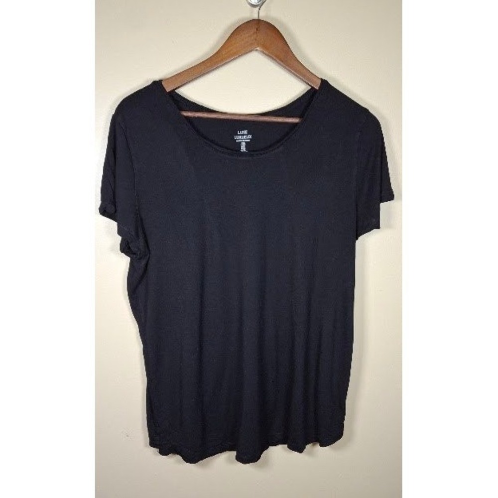 Gap Luxe Luxueux Women XL Black Short Sleeve Scoop Neck Rayon Viscose Tee Shirt